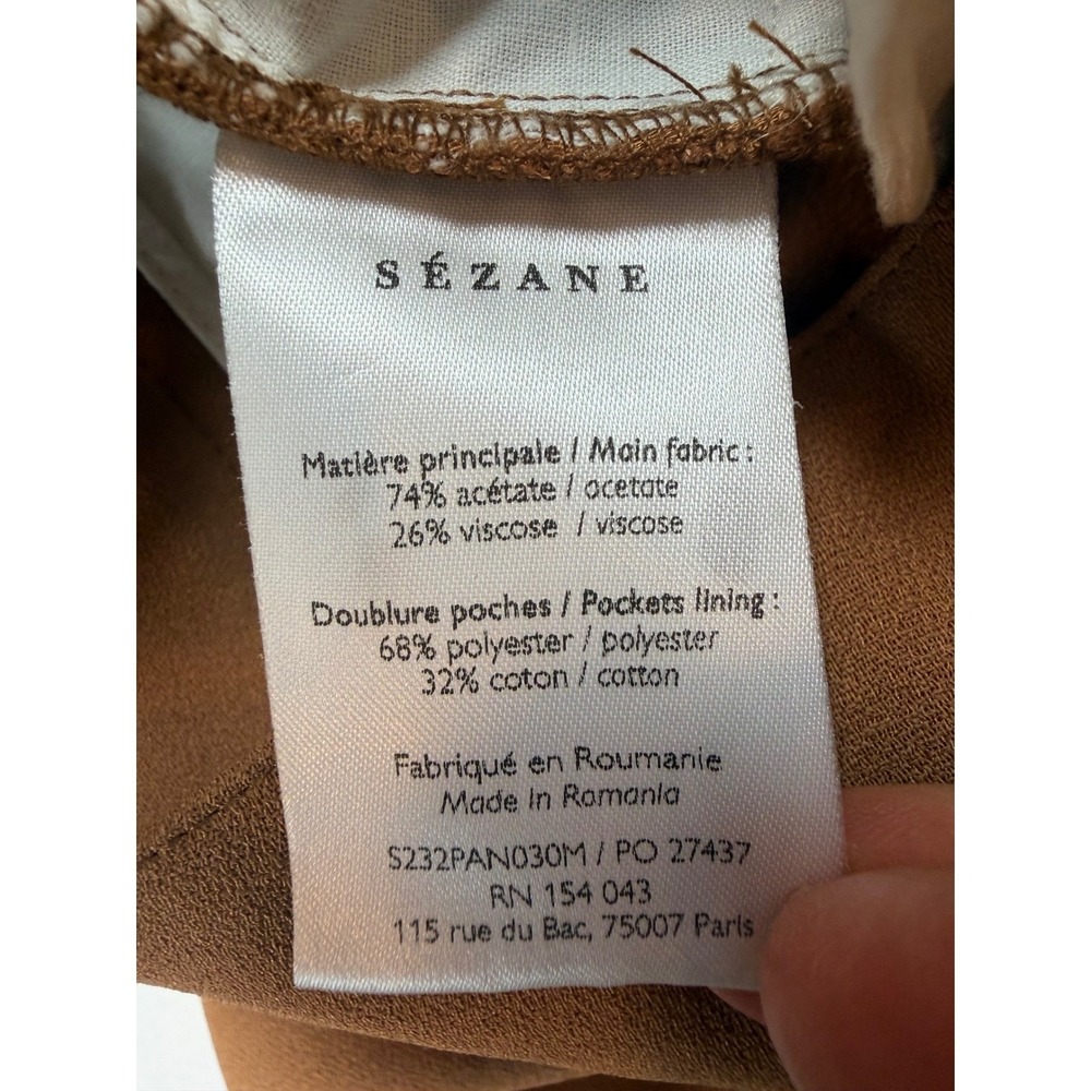 Sezane Damon Camel Brown Wide Leg Ankle Trousers Pants Size 44 S232PAN030M - Picture 7 of 10